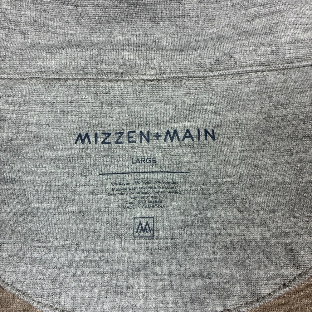 Mizzen + Main Mens Proflex Quarter Zip Brown Tan Stretch Pullover LS Size Large